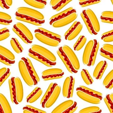 Spicy hot dogs seamless pattern with chilli sauce 库存插图