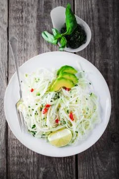Spicy kohlrabi noodles Stock Photos