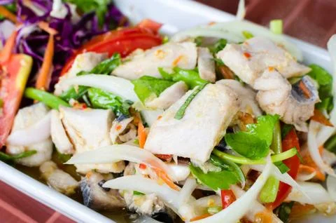 Spicy mackerel salad Stock Photos