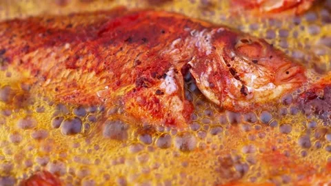 Spicy Marinated Deep Fried Fish Crispy Seasoned Seafood Stock-Footage 342583559