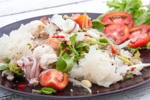 Spicy mixed seafood Stock Photos