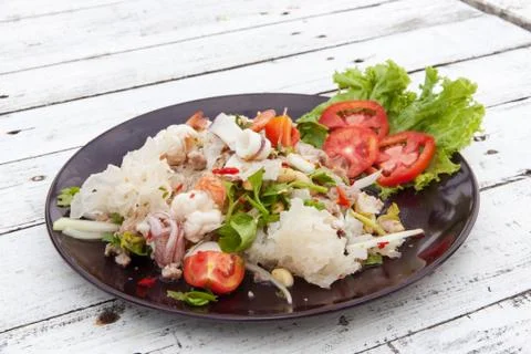 Spicy mixed seafood Stock Photos