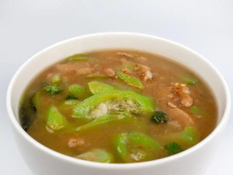 Spicy mixed vegetable soup, Thai foods "Kaeng Liang" a vegetable soup cooked  Stock Photos