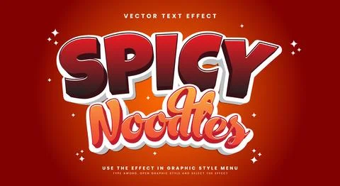 Spicy noodles 3D editable Text Effect Template Stock Illustration