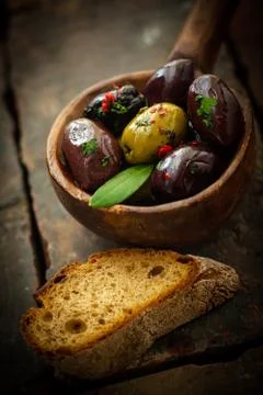 Spicy olive appetizer Stock Photos