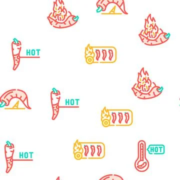 Spicy Pepper Different Scale Icons Set Vector Illustrazione stock