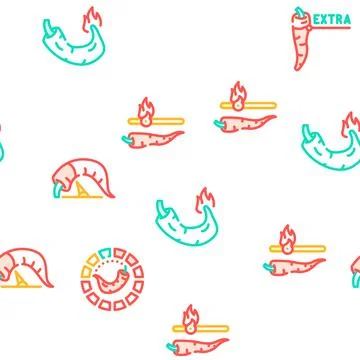 Spicy Pepper Different Scale Icons Set Vector Stockillustratie