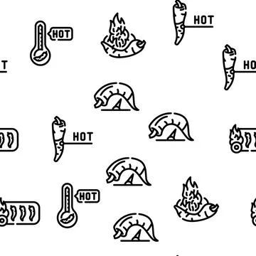 Spicy Pepper Different Scale Vector Seamless Pattern 스톡 일러스트