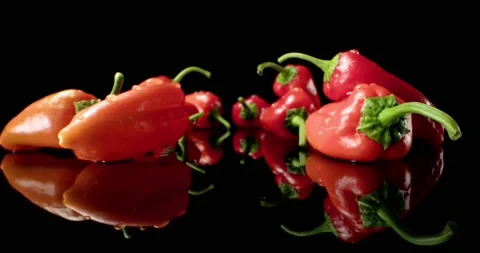Spicy pepper red fresh chilli paprika food 4k hq super macro close-up Video stock 134936645