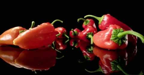Spicy pepper red fresh chilli paprika food 4k hq super macro close-up Video stock 135331131