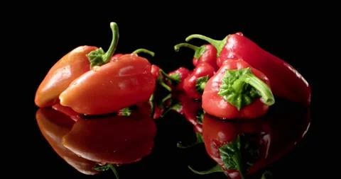 Spicy pepper red fresh chilli paprika food 4k hq super macro close-up Video stock 135331280