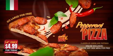 Spicy pepperoni pizza 스톡 일러스트