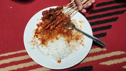 Spicy plecing satay Stock Footage 218074371