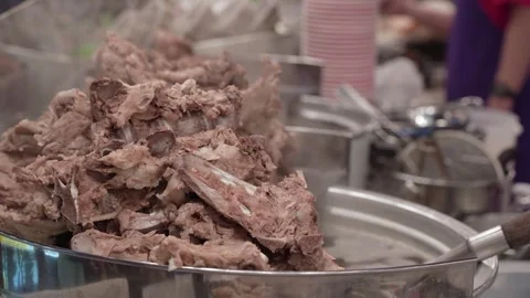 Spicy pork back bone stew ready for sale at the food stall. Stock Footage 300355364