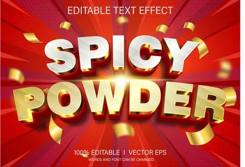 Spicy powder 3d vector text effect with modern style design Stock Illustration
