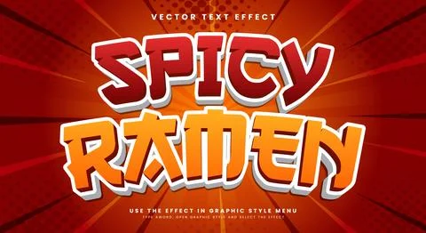 Spicy Ramen 3d editable text effect Template Stock Illustration