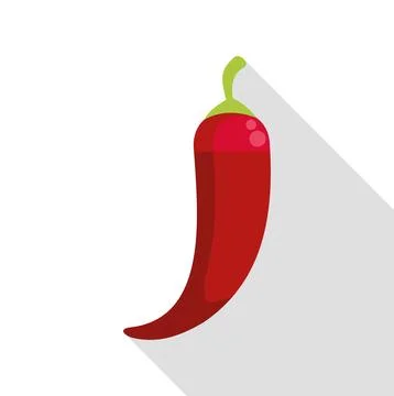 Spicy red chili pepper vector flat design icon Stock Illustration