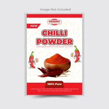 Spicy red chilli powder packaging design product showcase Stock Illustration