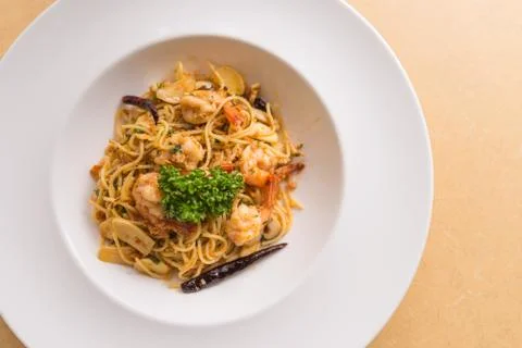 Spicy spaghetti chilli Stock Photos