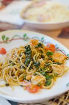 Spicy spaghetti Stock Photos