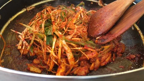 Spicy stir-fried chicken. Stock Footage 103405046