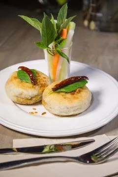 Spicy stuffed fried dumpling Stock Photos