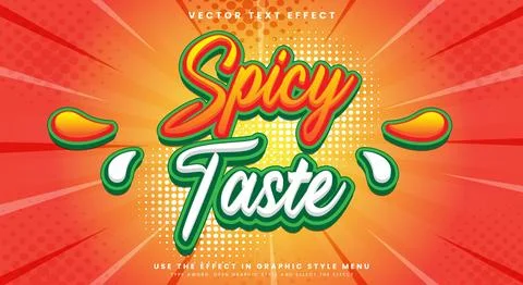 Spicy Taste 3d editable text effect Stock Illustration
