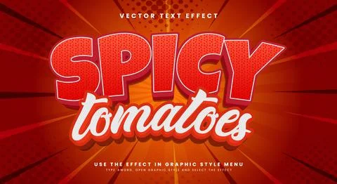 Spicy Tomatoes 3D editable text effect template Stock Illustration