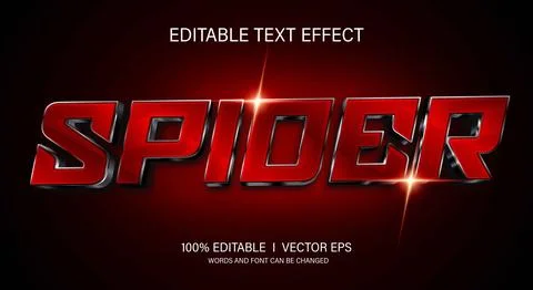Spider 3d vector text effect with modern style design Stock Illustration