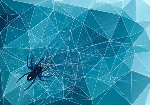 Spider on abstract web Illustrazione stock