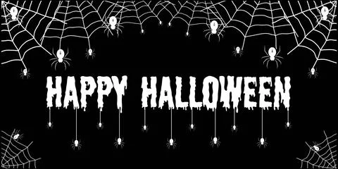 Spider and cobweb background. The scary of the halloween symbol. Text Banner Stock Illustration