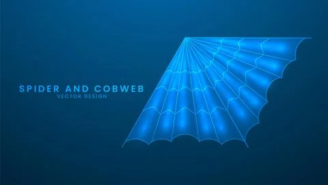 Spider and cobweb. Scary of the halloween. Vector illustration with light e.. Stock Illustration