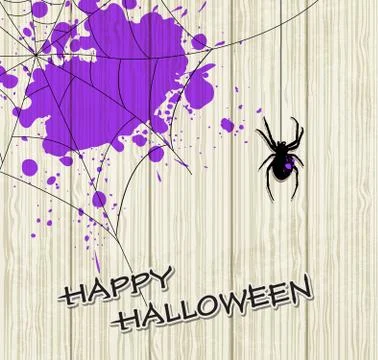 Spider and violet blots Stock Illustration