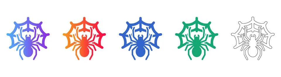 Spider and Web Icon Set Stock Illustration