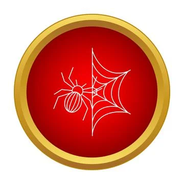 Spider and web line art halloween icon Stock Illustration