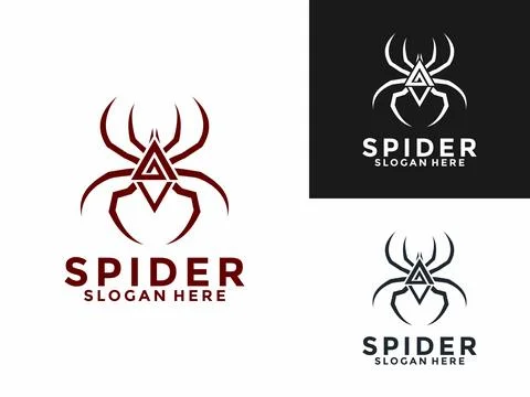 Spider AV logo design vector, Initial Identity Letter AV with Spider Insect.. Stock Illustration