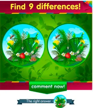 Spider, bee 9 differences Illustrazione stock