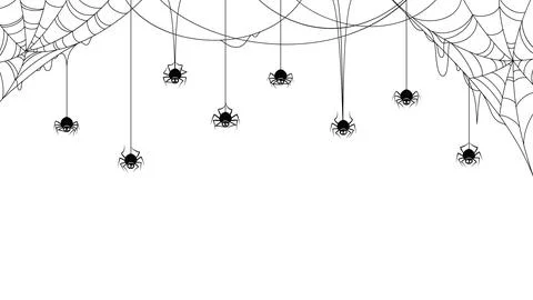 Spider border frame background with cobweb nets Stock Illustration