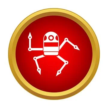 Spider bot red icon representing technology and automation Illustrazione stock
