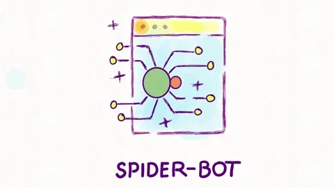 Spider Bot Web Crawler and Automated Internet Data Search Animation Stock Footage 342018164