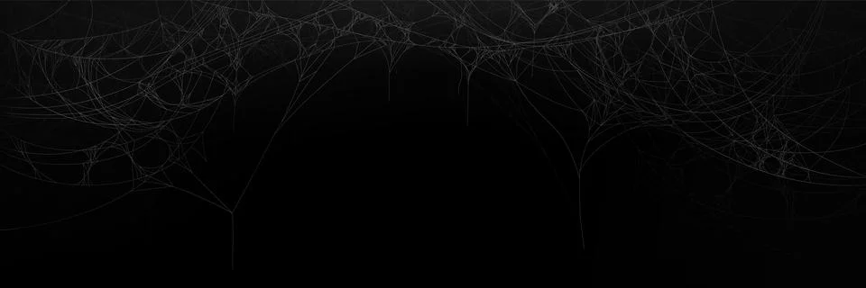 Spider cobweb border on black background. Illustrazione stock