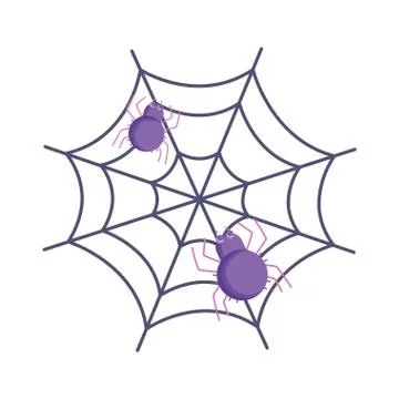 Spider with cobweb icon trick or treat happy halloween Illustrazione stock