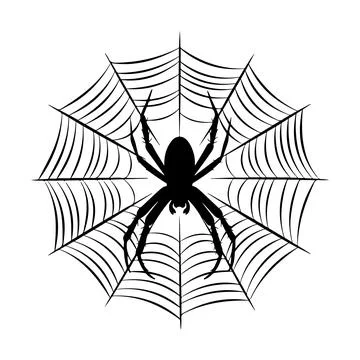 Spider with cobweb spider net vector on white background Ilustración de archivo