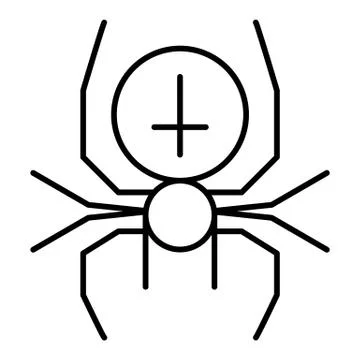 Spider with the cross thin line icon. Arachnid vector illustration isolated on Stock Illustration