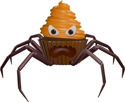 Spider cupcake 3d Stock Illustration