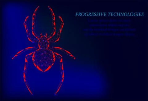 Spider dangerous,arachnids. Web security virus data safety antivirus concept. Stock Illustration