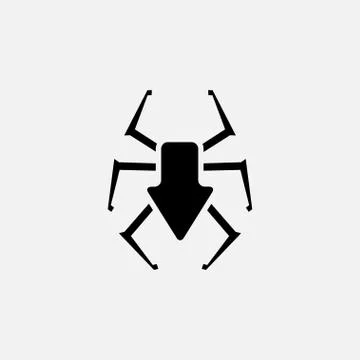 Spider down icon logo design silhouette Stockillustratie