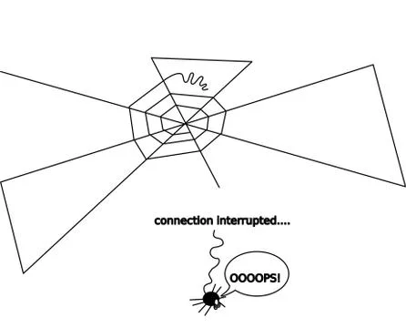 Spider fell from the network - connection is interrupted Stock Illustration