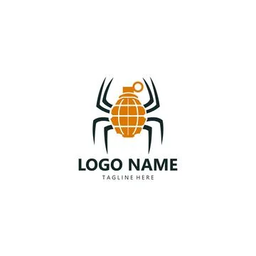 Spider grenade logo design vector Stock Illustration