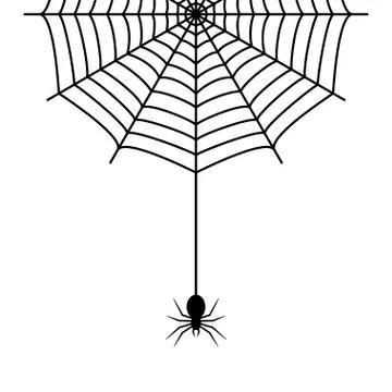 Spider hanging on the cobweb thread Stock Illustration